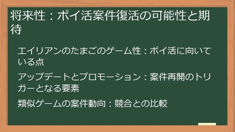 将来性：ポイ活案件復活の可能性と期待