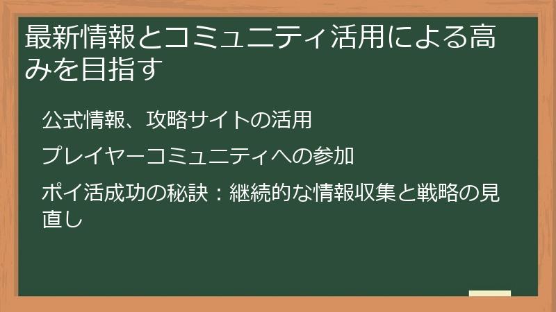 最新情報とコミュニティ活用による高みを目指す