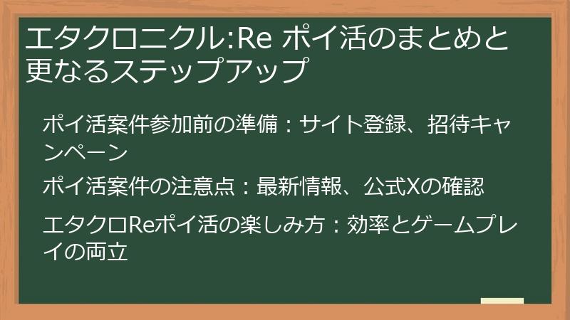 エタクロニクル:Re ポイ活のまとめと更なるステップアップ