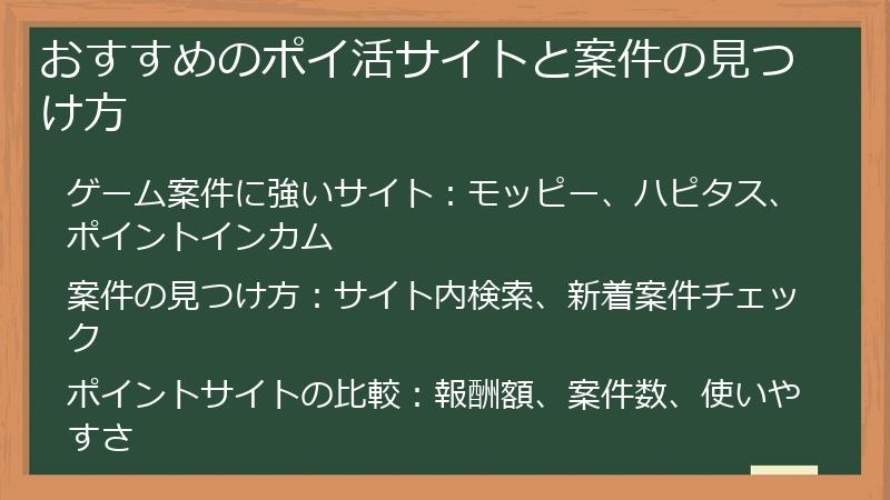 おすすめのポイ活サイトと案件の見つけ方