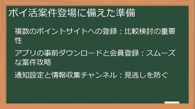 ポイ活案件登場に備えた準備