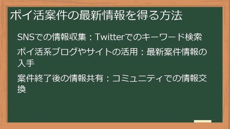 ポイ活案件の最新情報を得る方法