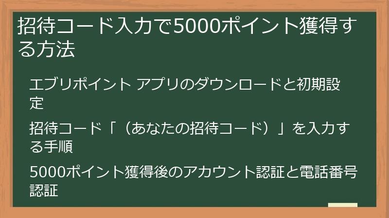 招待コード入力で5000ポイント獲得する方法