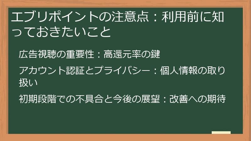エブリポイントの注意点：利用前に知っておきたいこと