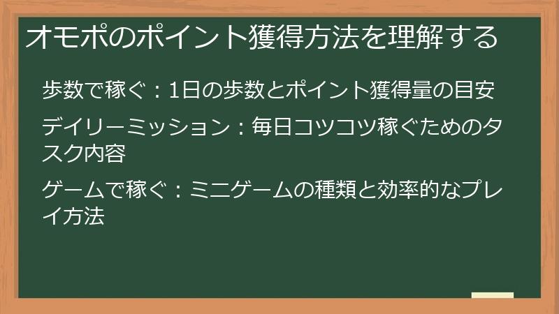 オモポのポイント獲得方法を理解する