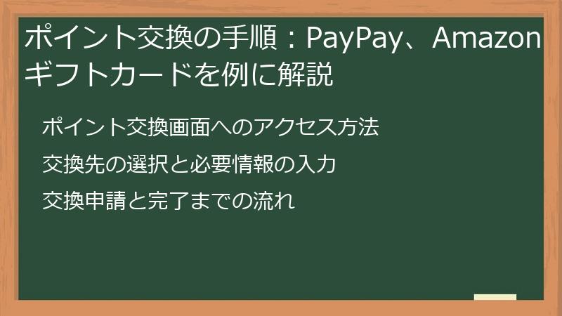 ポイント交換の手順：PayPay、Amazonギフトカードを例に解説
