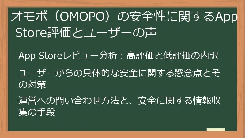 オモポ（OMOPO）の安全性に関するApp Store評価とユーザーの声