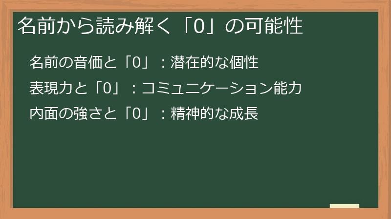 名前から読み解く「0」の可能性
