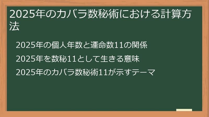 2025年のカバラ数秘術における計算方法