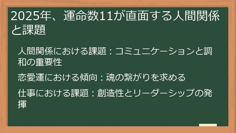 2025年、運命数11が直面する人間関係と課題