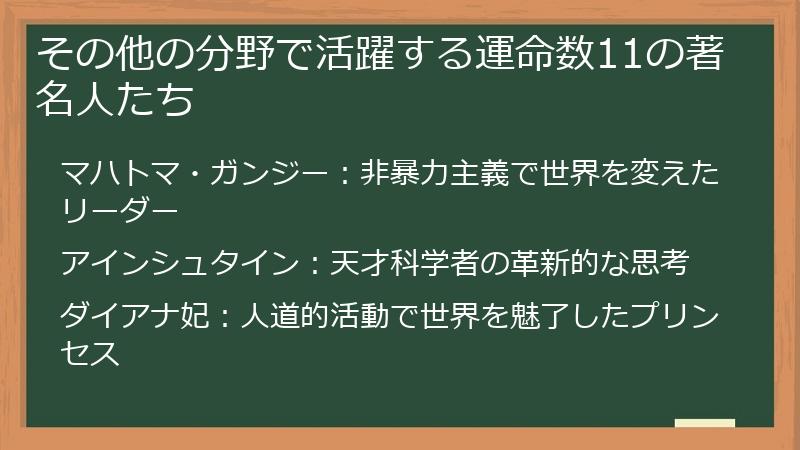 その他の分野で活躍する運命数11の著名人たち