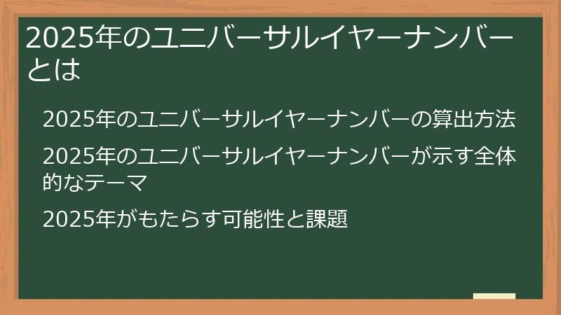 2025年のユニバーサルイヤーナンバーとは