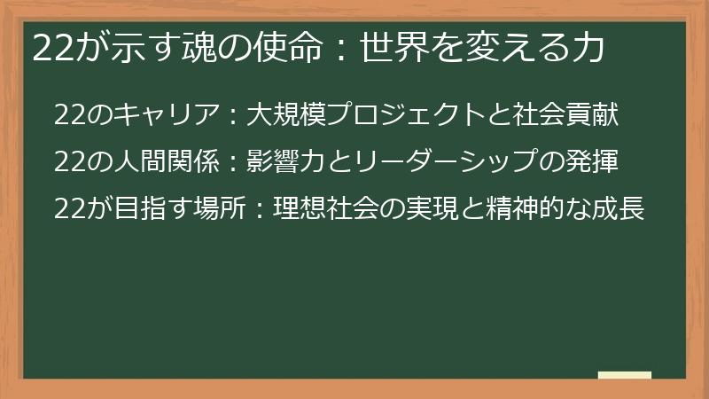 22が示す魂の使命：世界を変える力