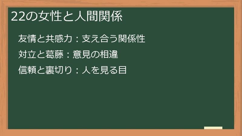 22の女性と人間関係