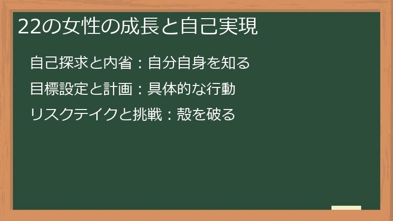 22の女性の成長と自己実現
