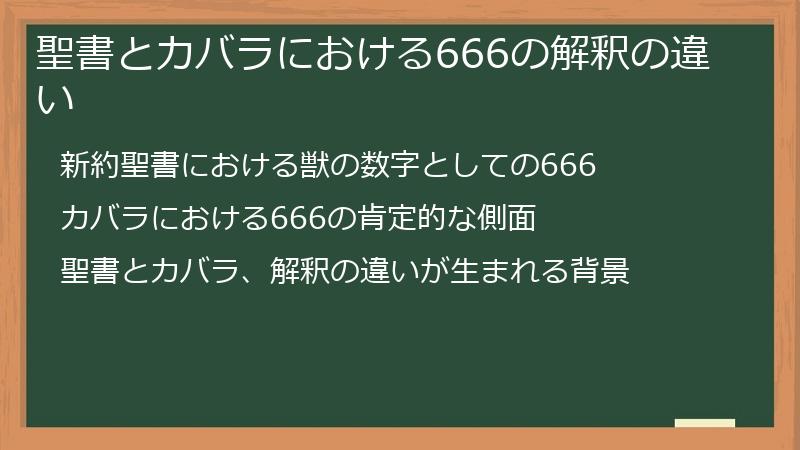 聖書とカバラにおける666の解釈の違い