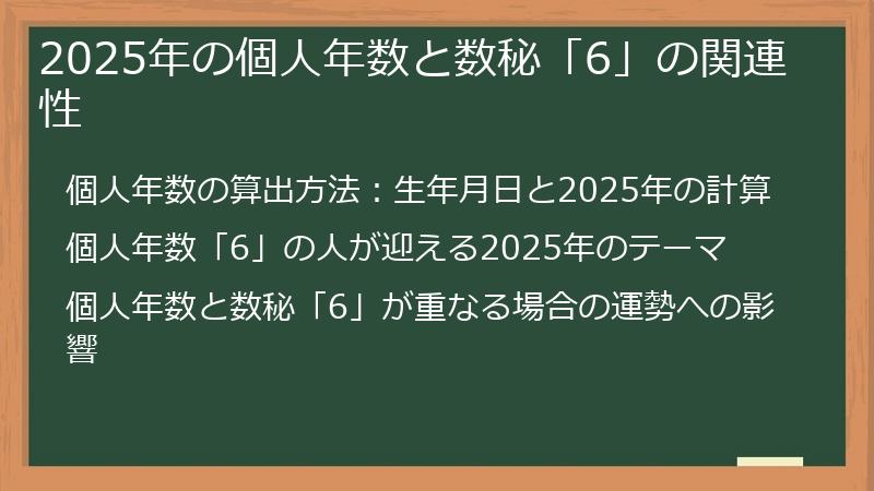 2025年の個人年数と数秘「6」の関連性