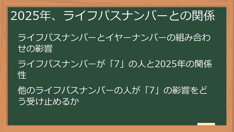 2025年、ライフパスナンバーとの関係