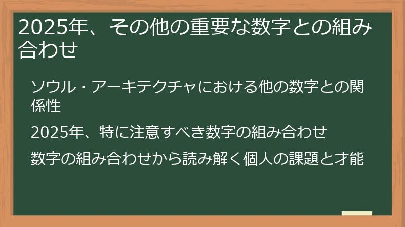 2025年、その他の重要な数字との組み合わせ