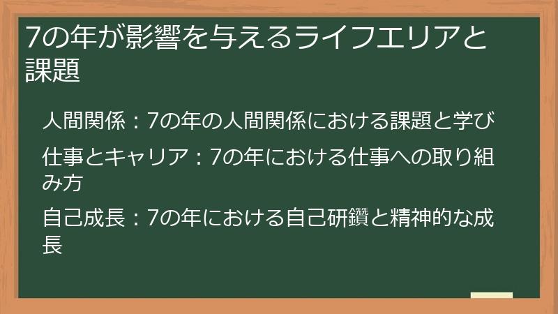 7の年が影響を与えるライフエリアと課題