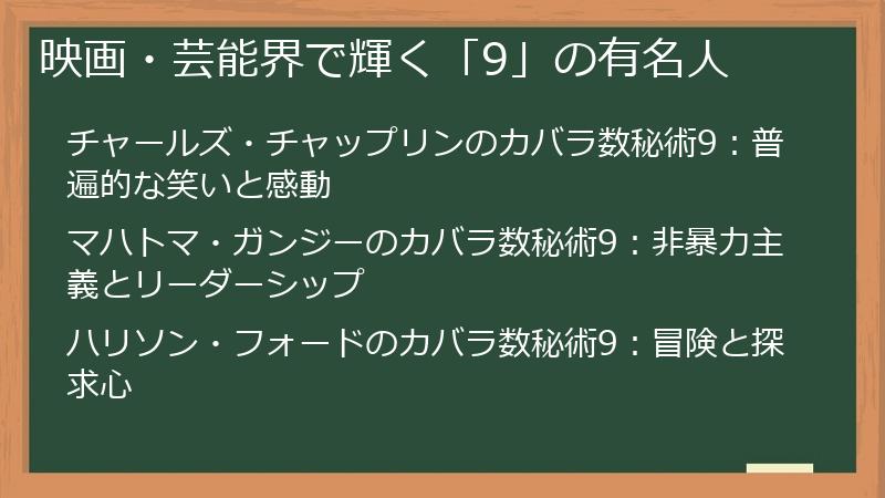 映画・芸能界で輝く「9」の有名人