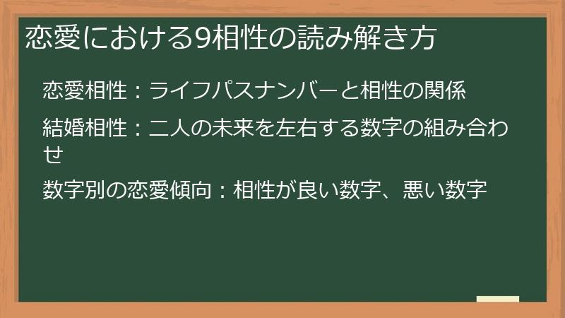 恋愛における9相性の読み解き方