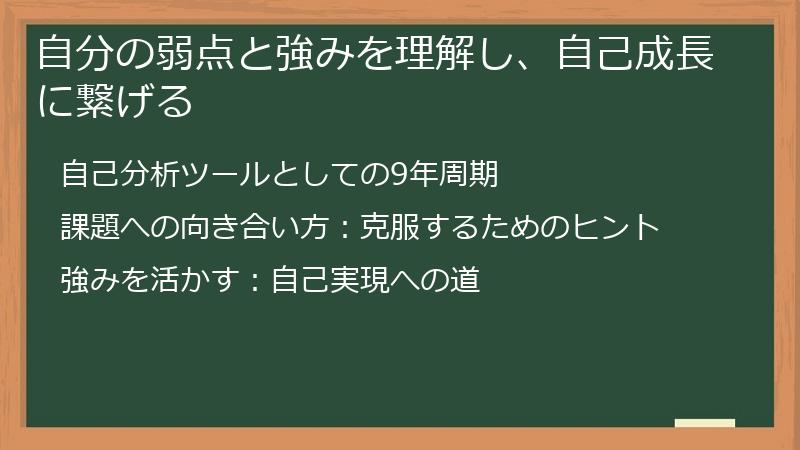 自分の弱点と強みを理解し、自己成長に繋げる