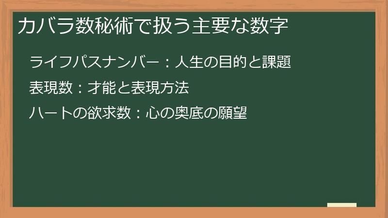 カバラ数秘術で扱う主要な数字