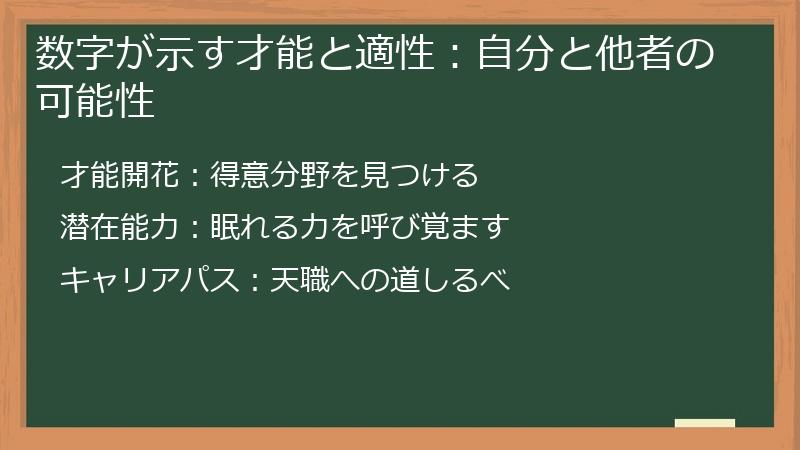 数字が示す才能と適性：自分と他者の可能性