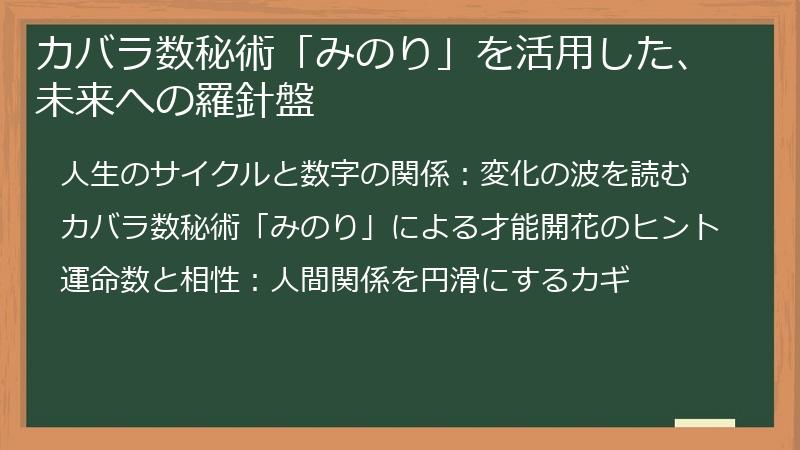 カバラ数秘術「みのり」を活用した、未来への羅針盤