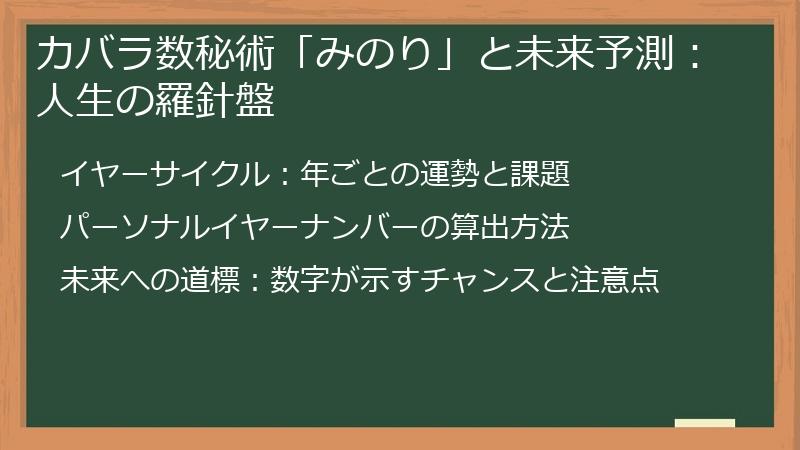 カバラ数秘術「みのり」と未来予測:人生の羅針盤