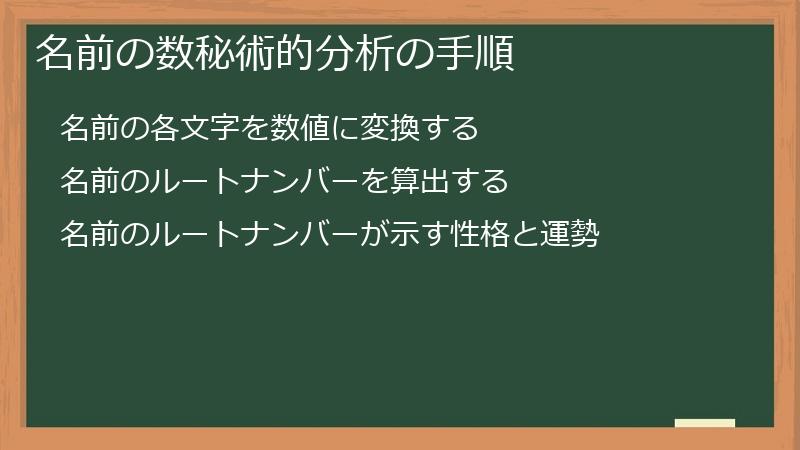 名前の数秘術的分析の手順