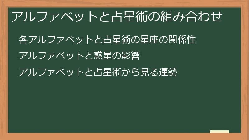 アルファベットと占星術の組み合わせ