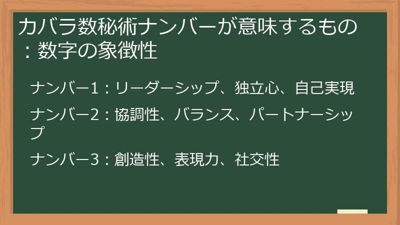 カバラ数秘術ナンバーが意味するもの：数字の象徴性