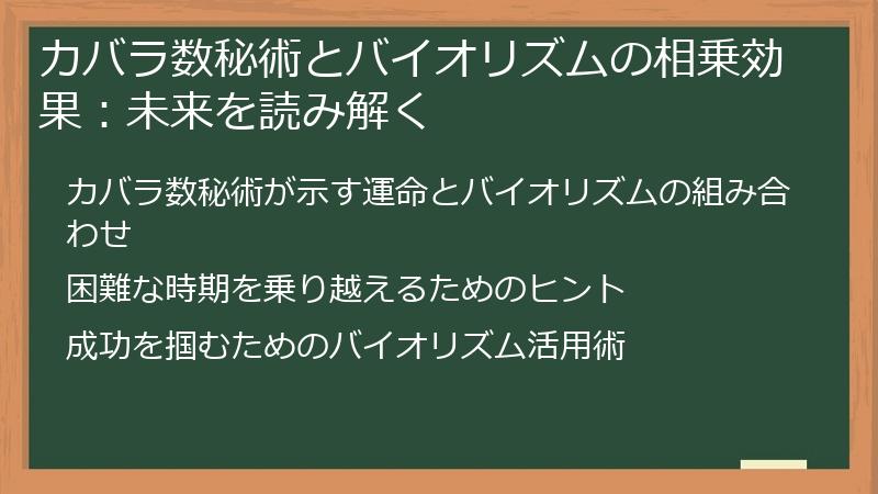 カバラ数秘術とバイオリズムの相乗効果：未来を読み解く
