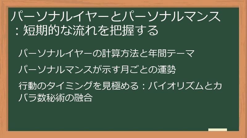 パーソナルイヤーとパーソナルマンス：短期的な流れを把握する