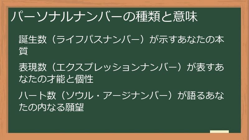 パーソナルナンバーの種類と意味