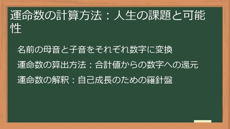 運命数の計算方法：人生の課題と可能性