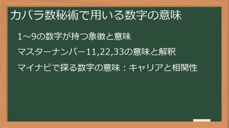 カバラ数秘術で用いる数字の意味