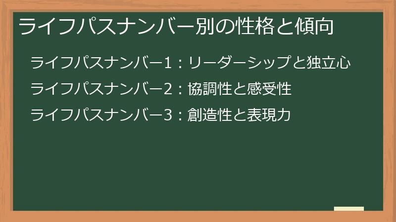 ライフパスナンバー別の性格と傾向