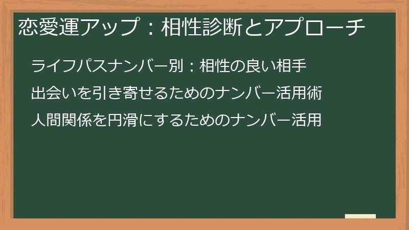 恋愛運アップ：相性診断とアプローチ