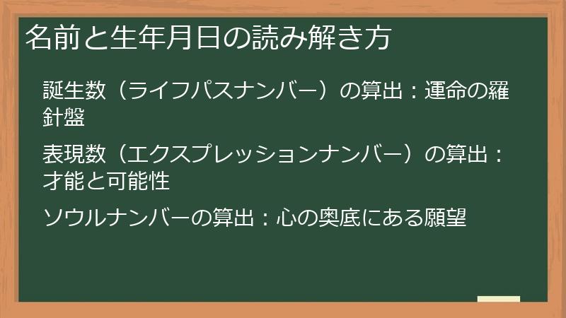 名前と生年月日の読み解き方