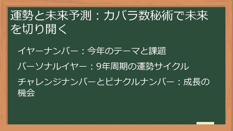 運勢と未来予測：カバラ数秘術で未来を切り開く