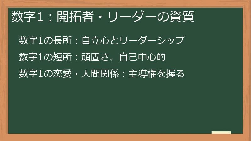 数字1：開拓者・リーダーの資質