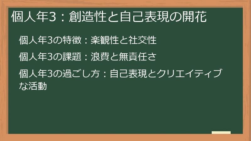 個人年3:創造性と自己表現の開花