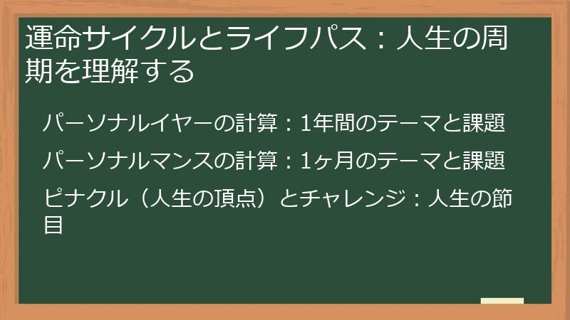 運命サイクルとライフパス：人生の周期を理解する