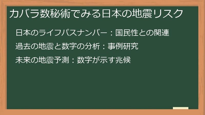 カバラ数秘術でみる日本の地震リスク