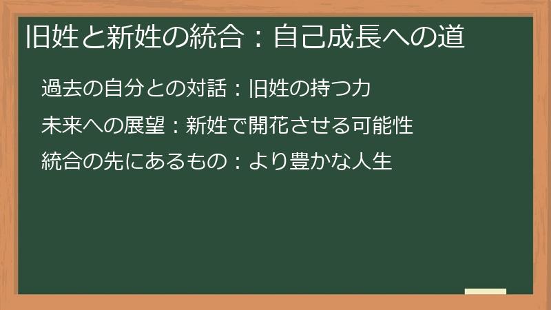 旧姓と新姓の統合：自己成長への道