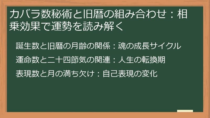 カバラ数秘術と旧暦の組み合わせ：相乗効果で運勢を読み解く