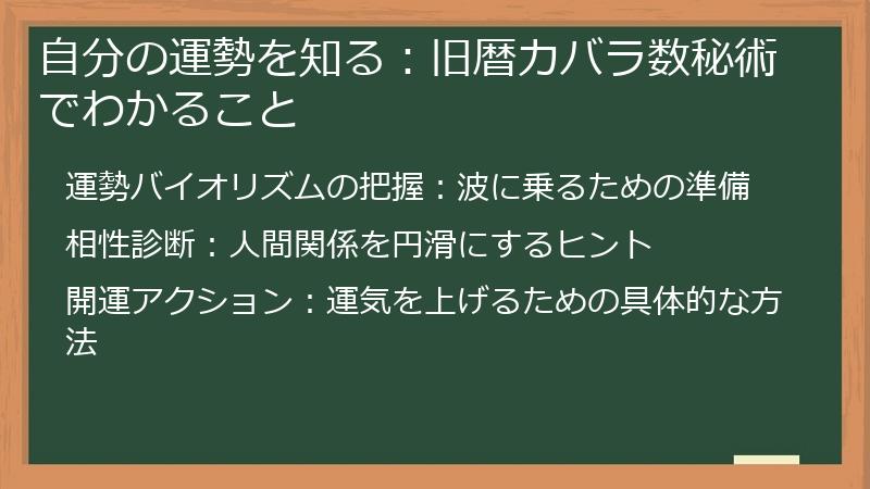 自分の運勢を知る：旧暦カバラ数秘術でわかること
